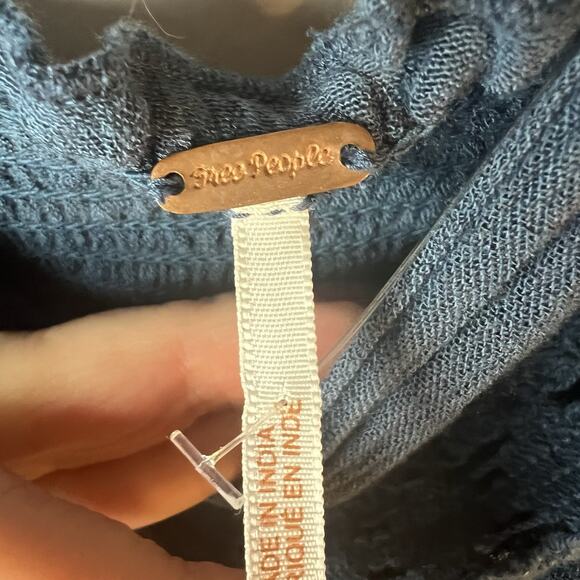 Free People Endless Summer Marysia Maxi Dress Blue Vneck Bohemian Crochet S NWOT - Picture 7 of 10